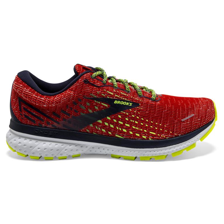 Brooks Ghost 13 Men's Road Running Shoes - Tomato red/Navy/Nightlife (89365-IACT)